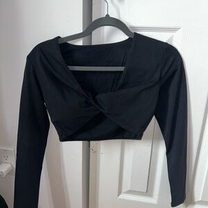 Black Long Sleeve Twist Top